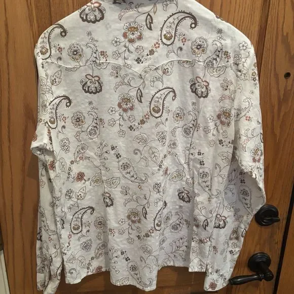 Panhandle Slim Womens XL White Paisley Western Rodeo Ranchwear Cowgirl Fit Shirt - Picture 3 of 16